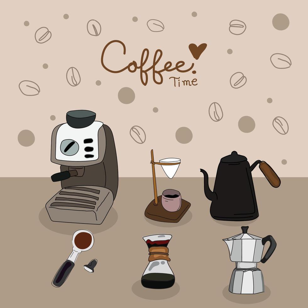 Coffee time graphic design set. Vector illustration.