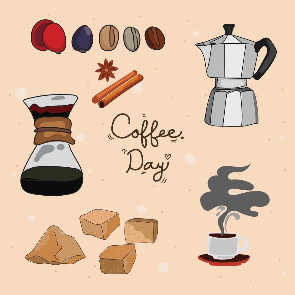 Coffee time graphic design set. Vector illustration.