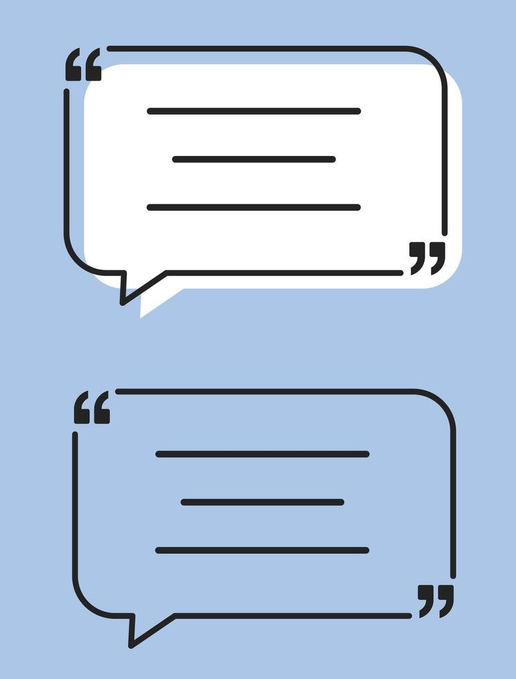 Simple blat quote chat boxe outline frame template vector illustration