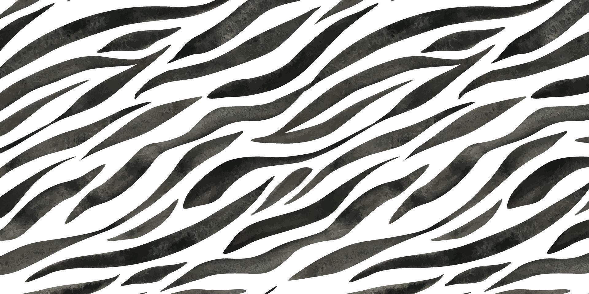 Zebra skin imitation watercolor seamless pattern. Stripy black and white print. Animal texture background for fabric, cards, covers, posters, invitations, scrapbooking, packaging papers vector