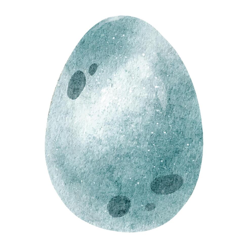 Cute blue Easter egg. Dinosaur Egg. Isolated hand draw watercolor illustration. Elements for Easter cards, covers, posters and invitations, design kid's goods. vector