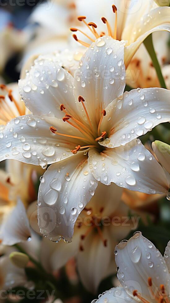 AI generated Lily white flower blossom decoration plant wallpaper photo