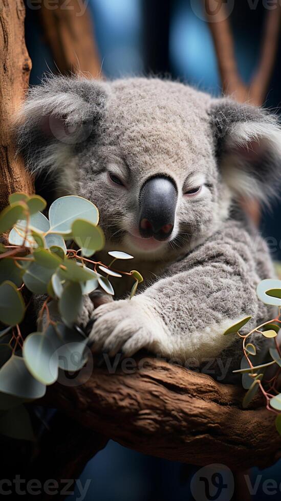 AI generated Koala sleeping cute animal wildlife zoo photo