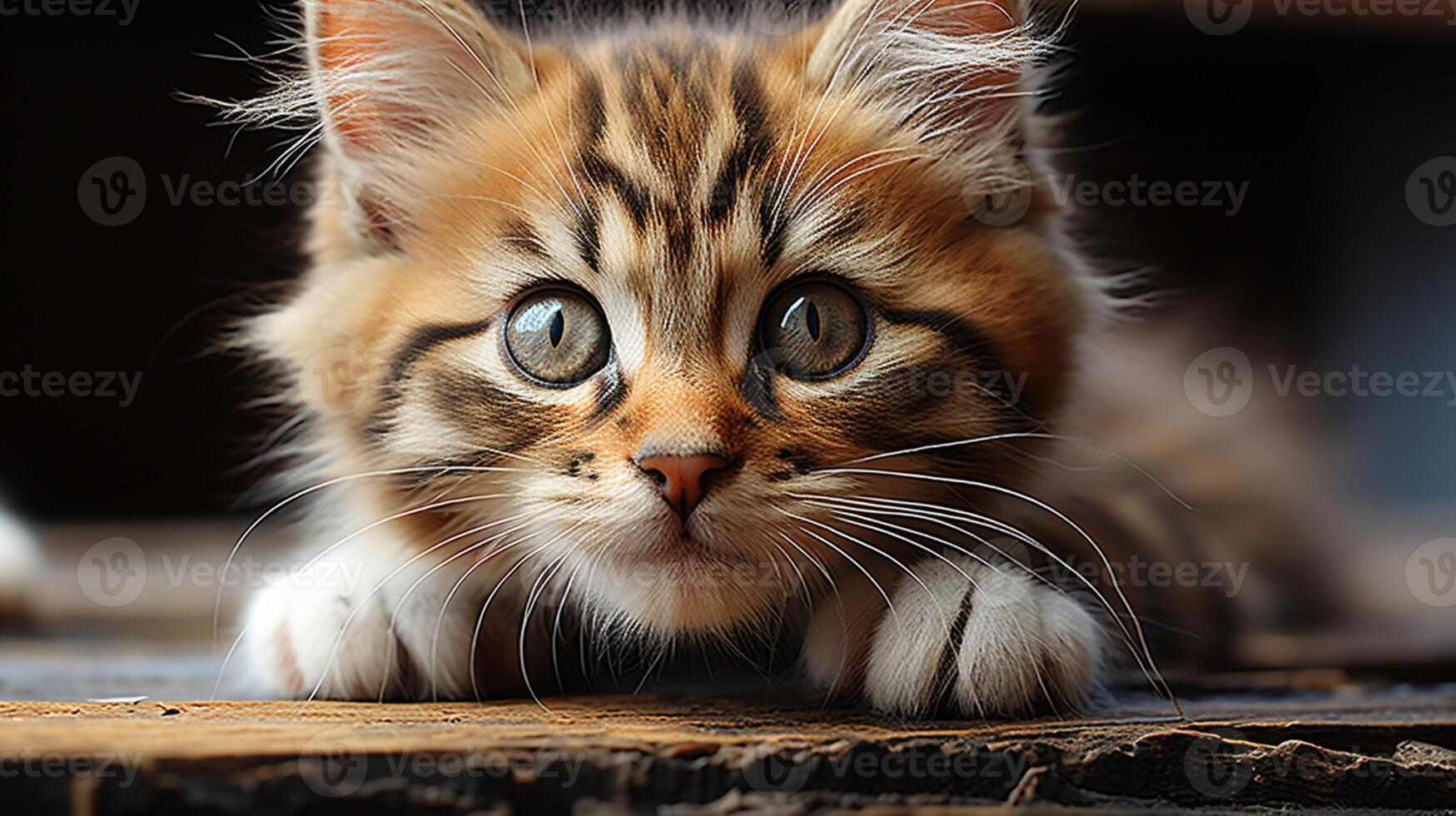 ai generado bebé gato perezoso hora gracioso gatito juguetón pequeño pata foto