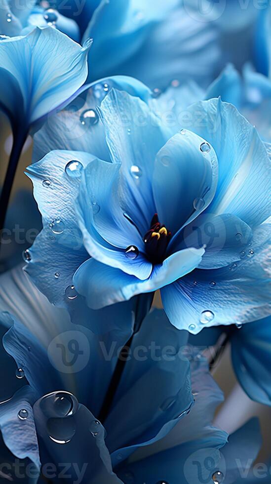 AI generated Blue tulip blooming flower romantic background vegetation photo