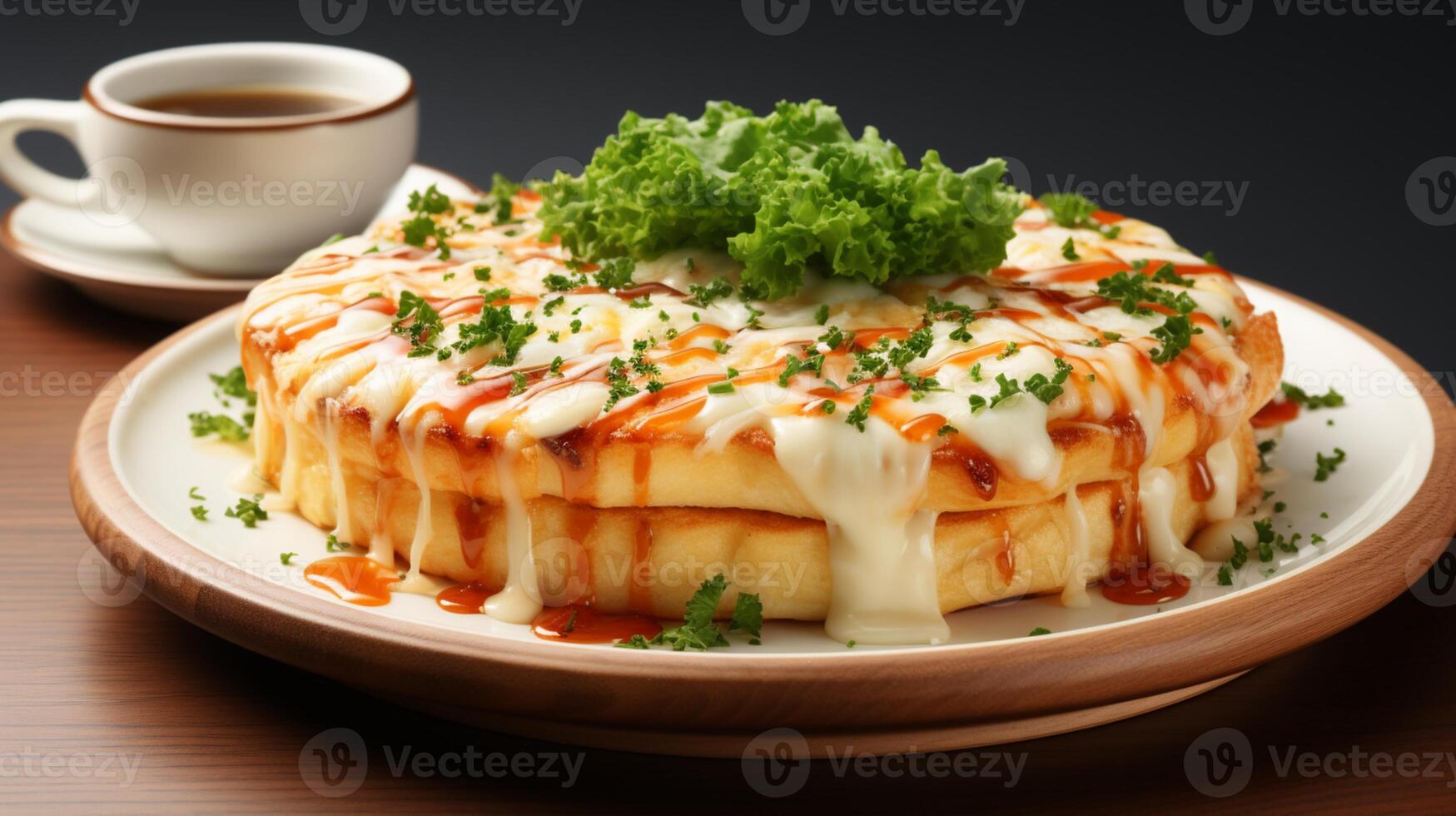 AI generated Quiche pie meal cheese crust baked food dinner photo