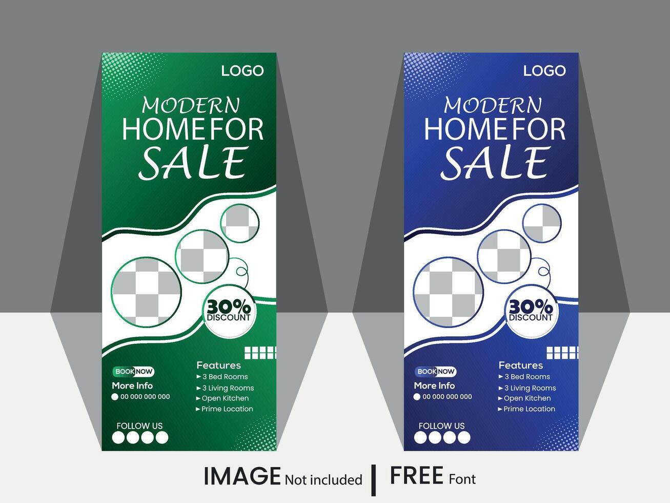 Roll up banner for real estate, home for sale real estate roll up banner, pull up banner template vector