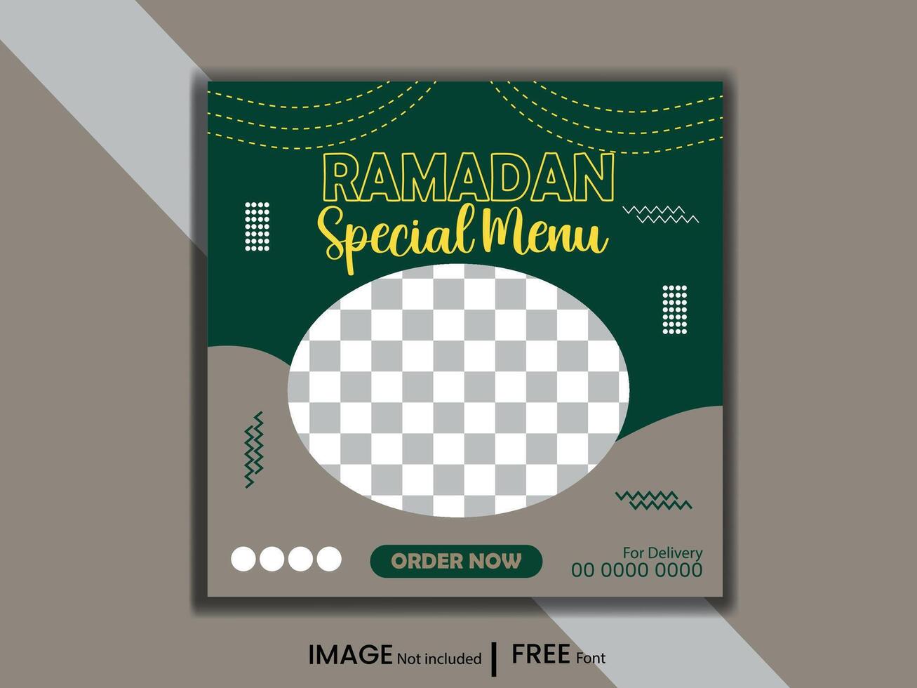 Ramadán kareem sano comida menú social medios de comunicación enviar vector