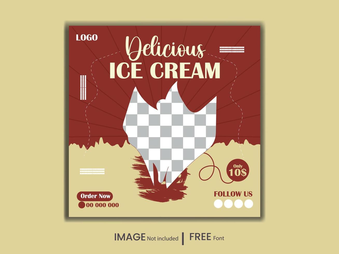 Super delicious ice cream social media banner promotional post or discount offer post design template vector