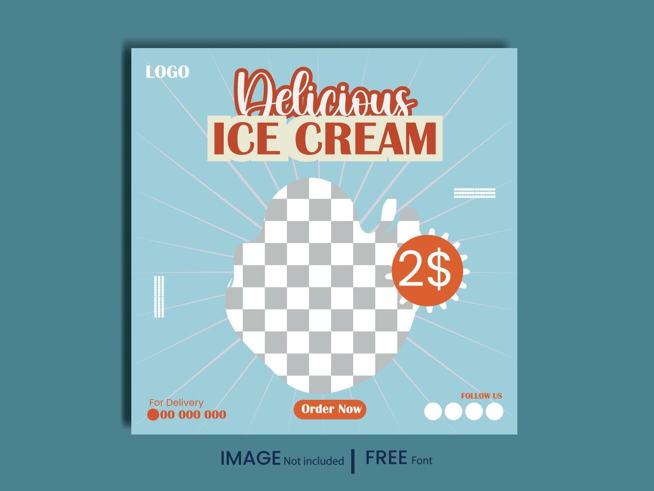 Super delicious ice cream social media banner promotional post or discount offer post design template vector