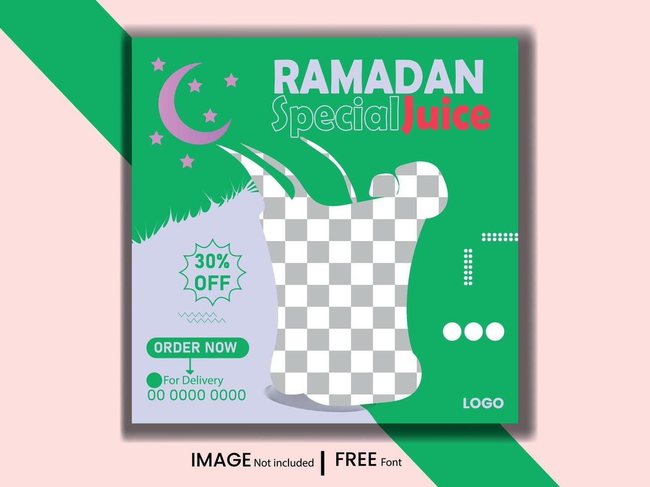 Ramadan Kareem healthy juice menu social media post vector