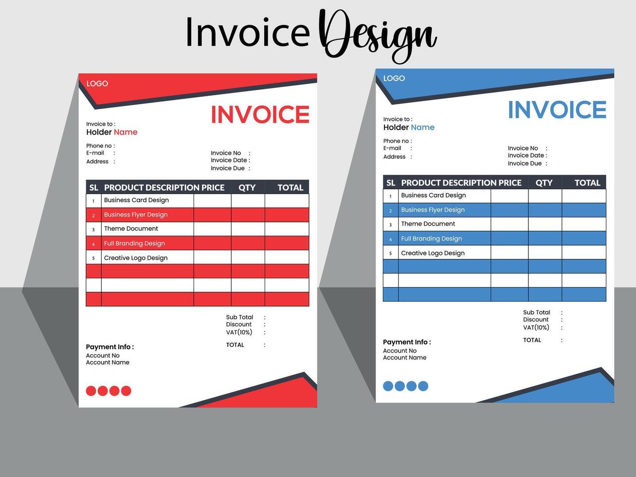 negocio factura formar modelo. facturación citas, dinero cuentas o precio facturas y pago acuerdo diseño plantillas. impuesto forma, cuenta gráfico o pago recibo página vector conjunto