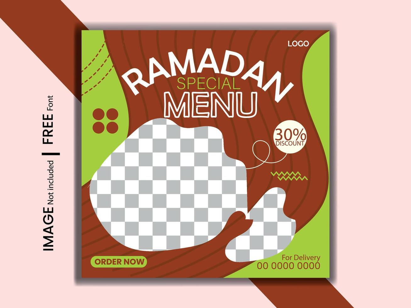Ramadan kareem healthy food menu social media post vector