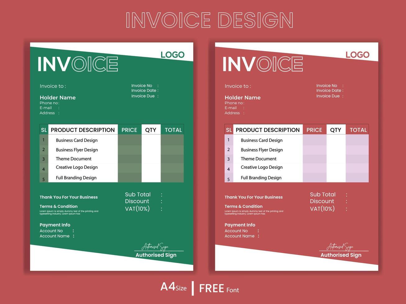 Business invoice form template. Invoicing quotes, money bills or price invoices and payment agreement design templates. vector