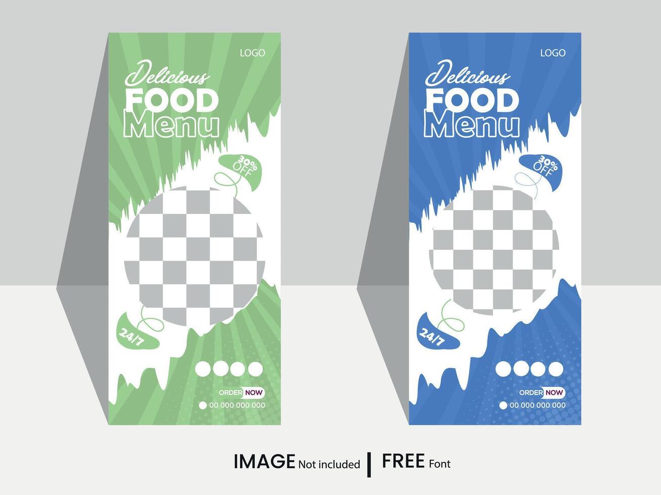 Plantilla de diseño de banner enrollable de comida y restaurante vector