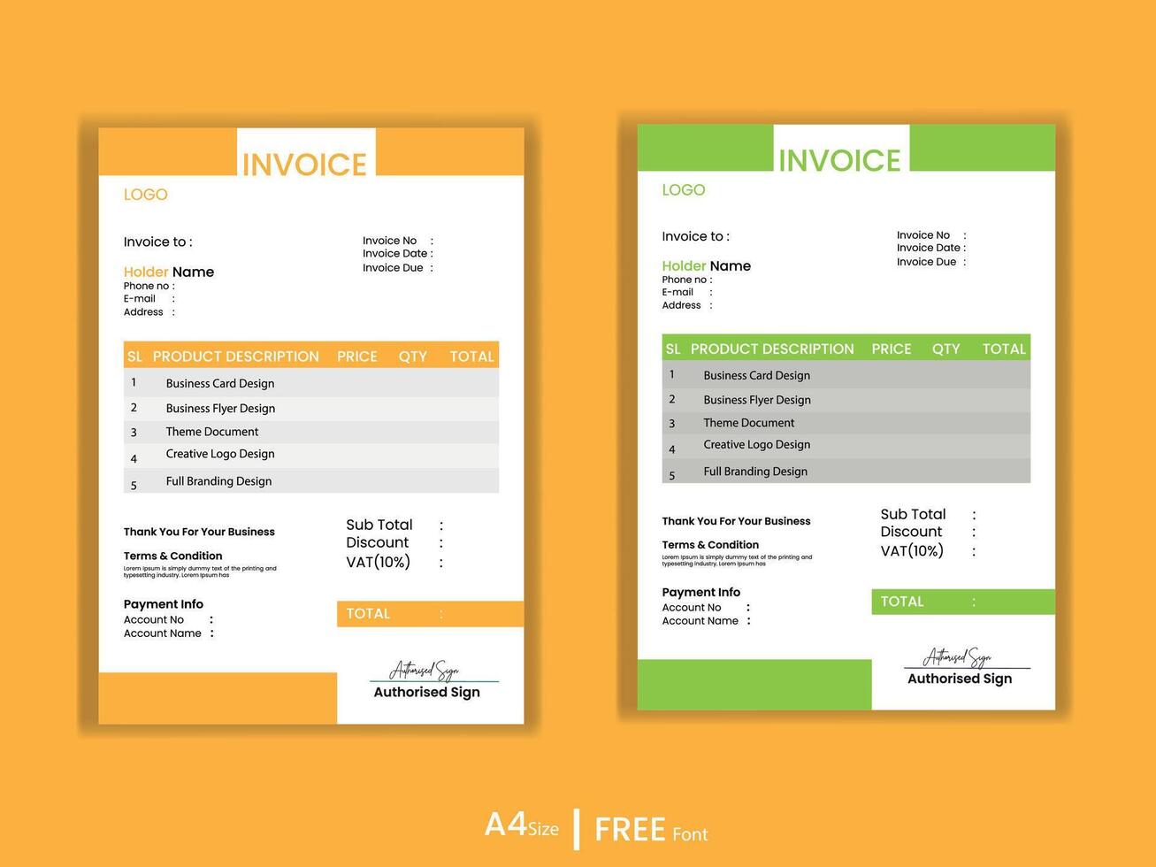 Minimal Corporate Business Invoice design template vector illustration bill form price invoice. Creative invoice template vector.