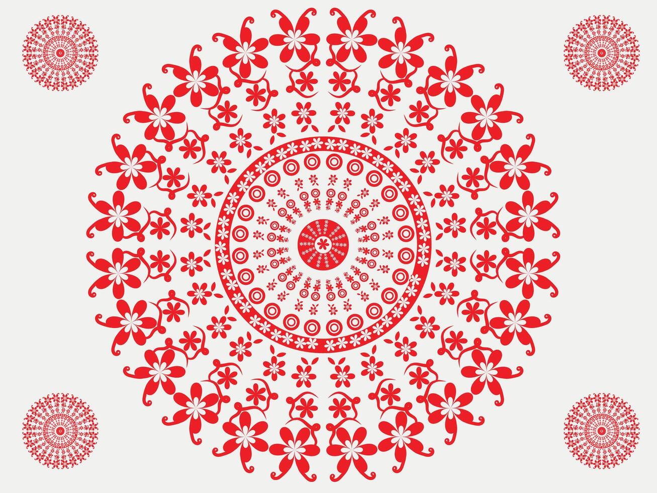 Red and White Color Vector Mandala Design