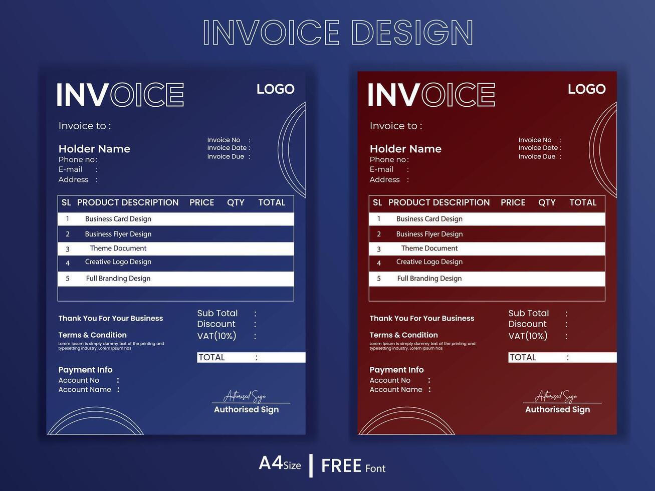 Business invoice form template. Invoicing quotes, money bills or price invoices and payment agreement design templates. vector