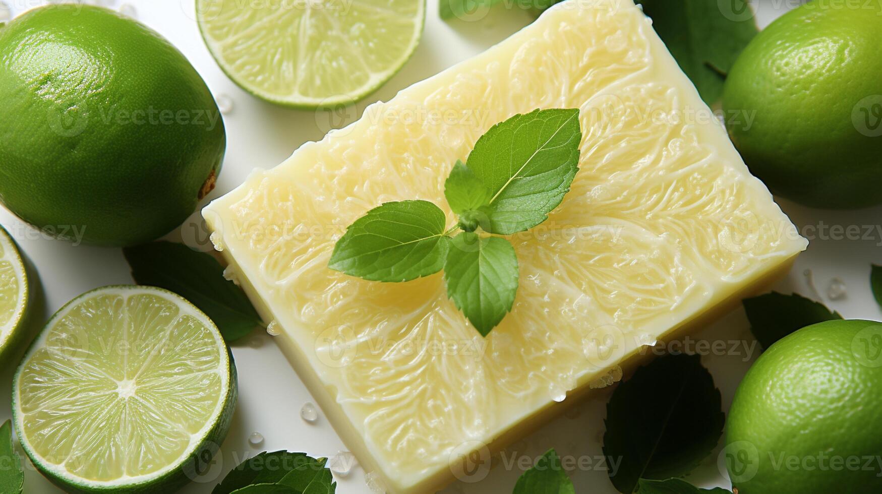 AI generated Soap bar lime fruit extract homemade photo