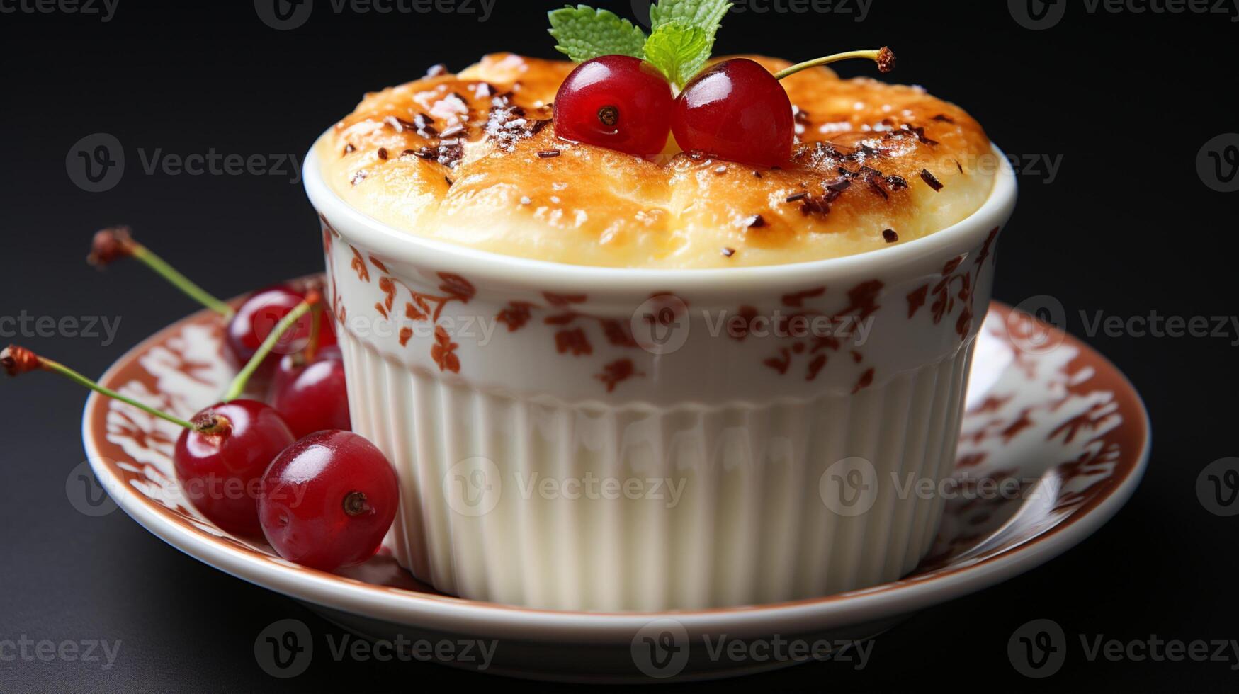 AI generated Japanese Souffle on bowl dessert cake on coffee time photo