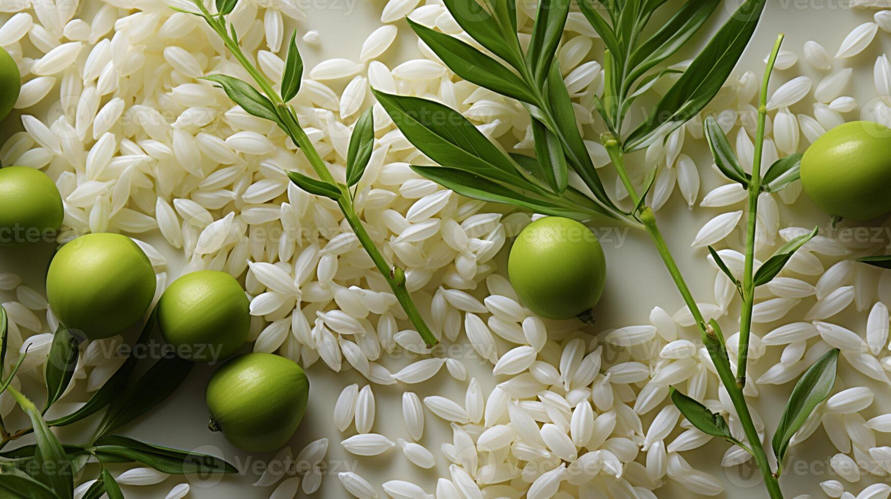 AI generated Rice white grain from paddy farmland photo