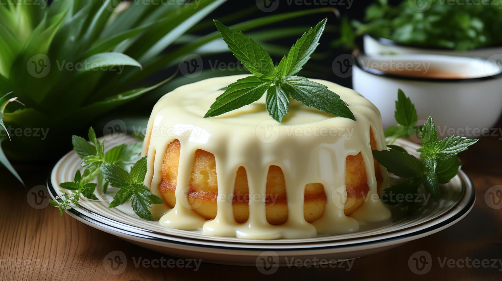 AI generated Pandanus cake tradition healthy bread snack dessert photo