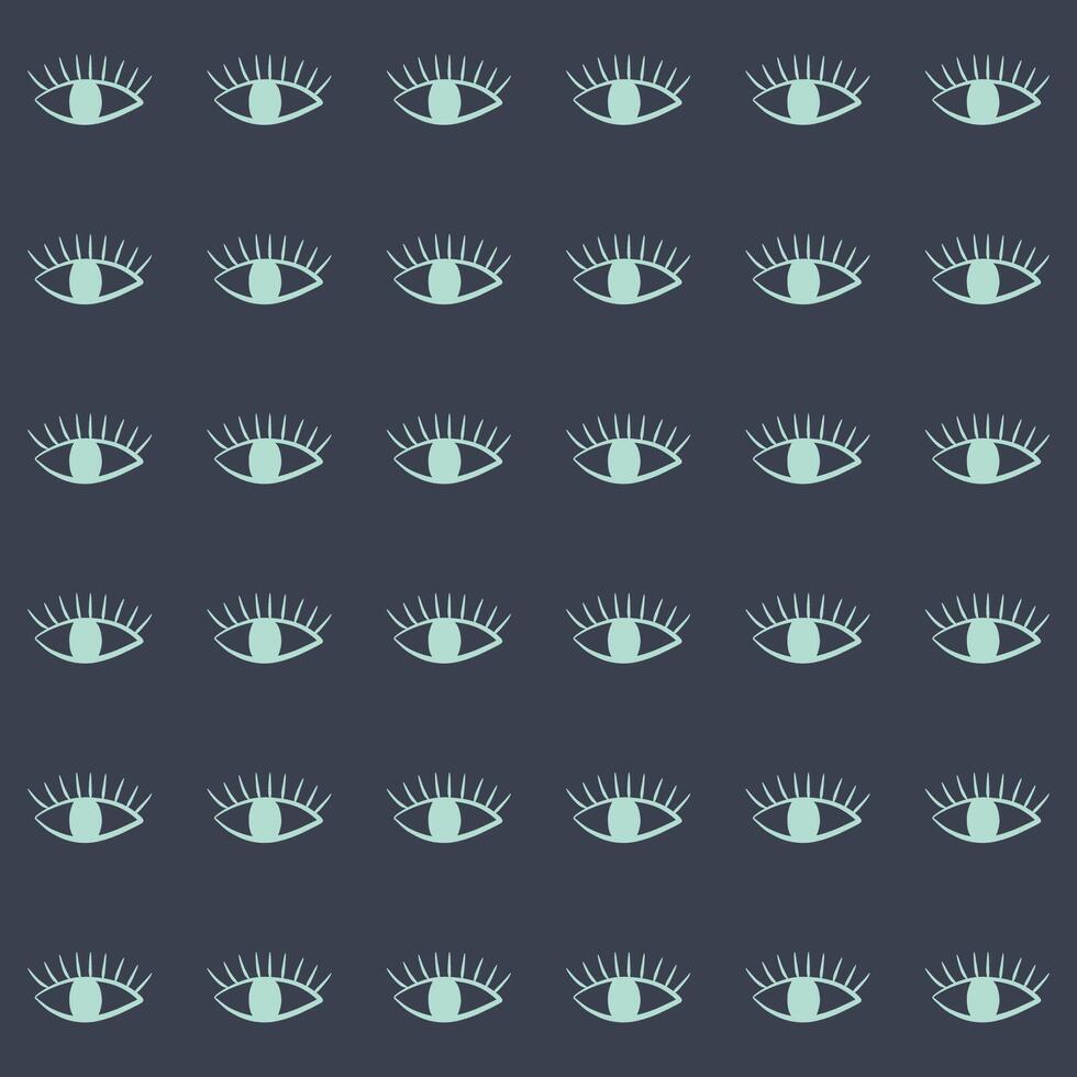 Seamless pattern with human eye, esoteric symbol. Abstract simple vector illustration. Hand drawn ornate background with stylized primitive drawing eye.