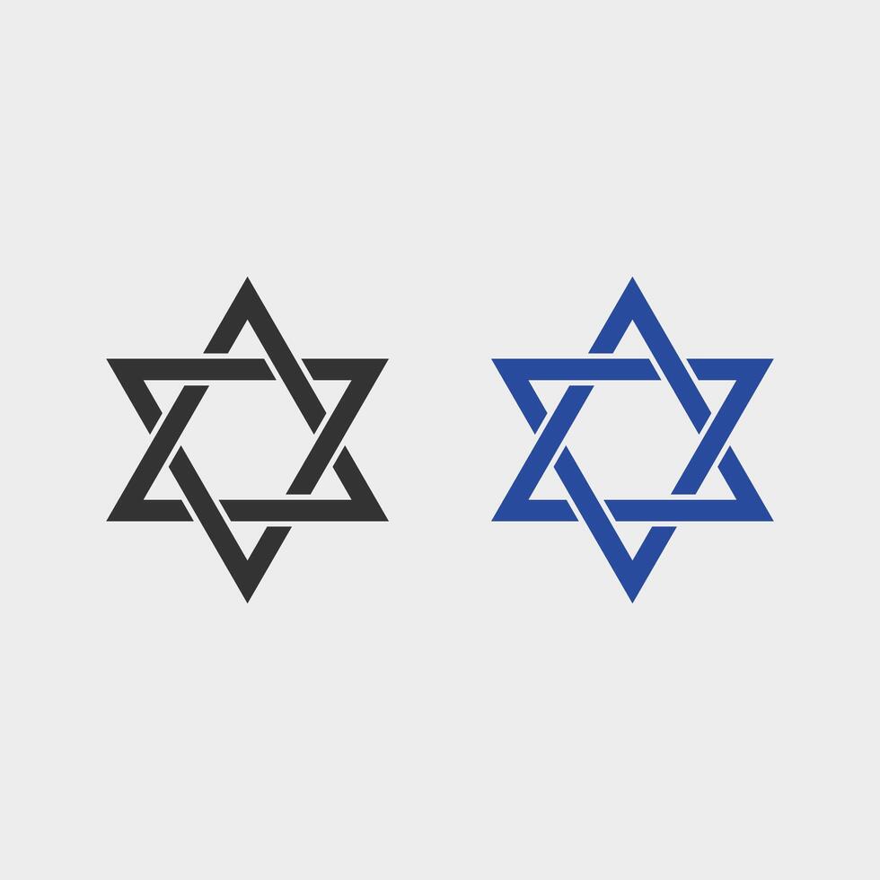 Jewish Star of David isolated vector element icon isolated on grey background.