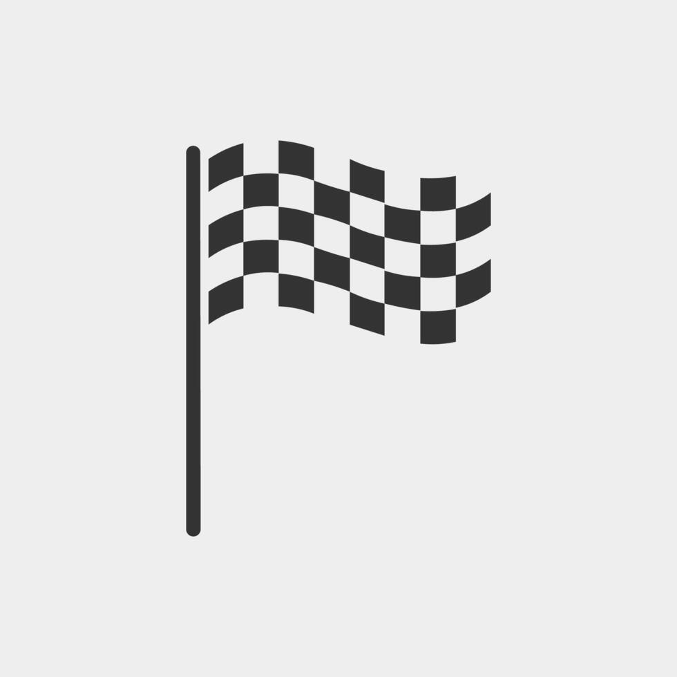 Flag icon. Racing sign. Checkered racing flag. Chequered racing flag on flagstaff vector