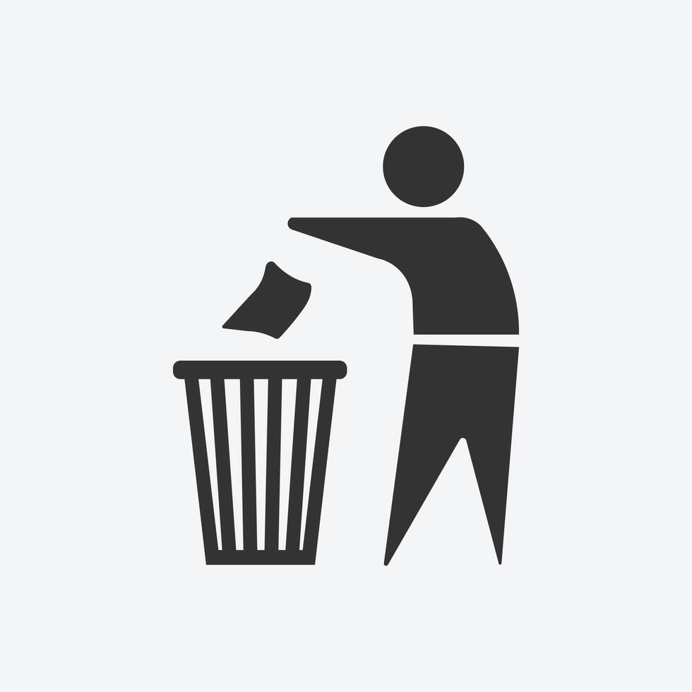 Tidy man icon vector. trash, can, waste, do not litter vector symbol.