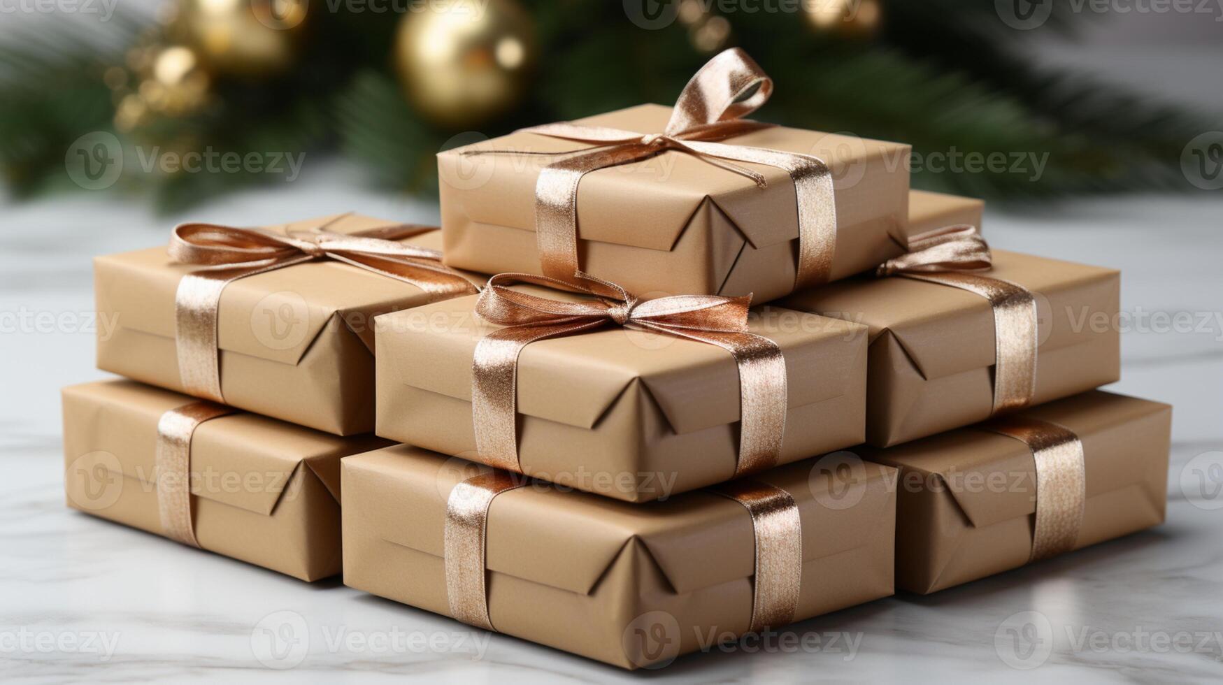 AI generated Brown package box gift carton delivery photo