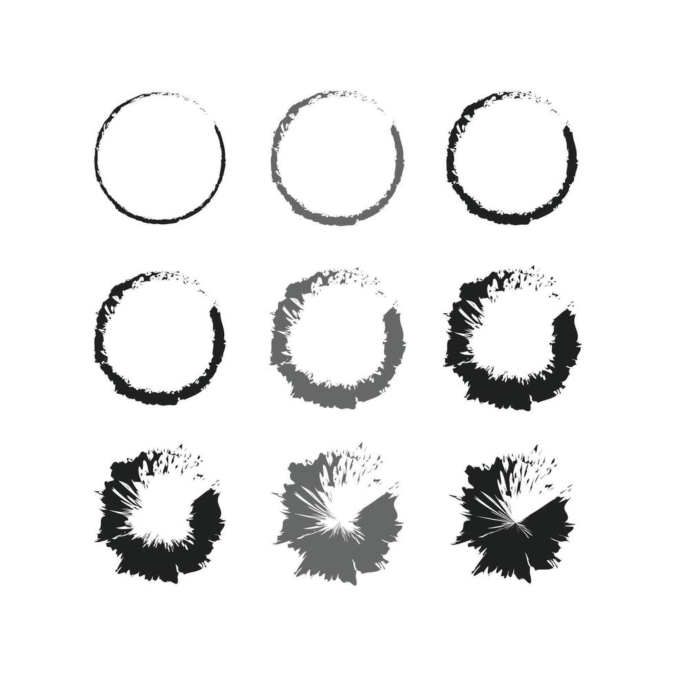 Set of grunge banner element design ,circle brush logo design, gradient brush ,logo round brush vector