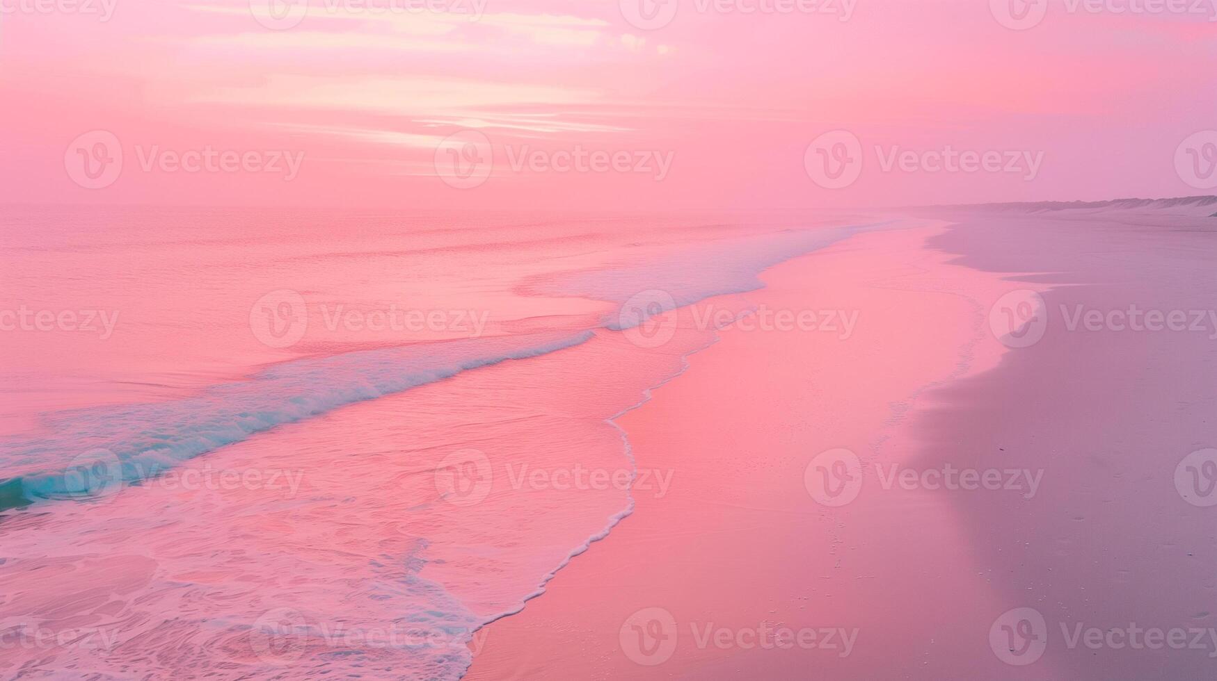 AI generated Tropical pink beach at dawn. photo