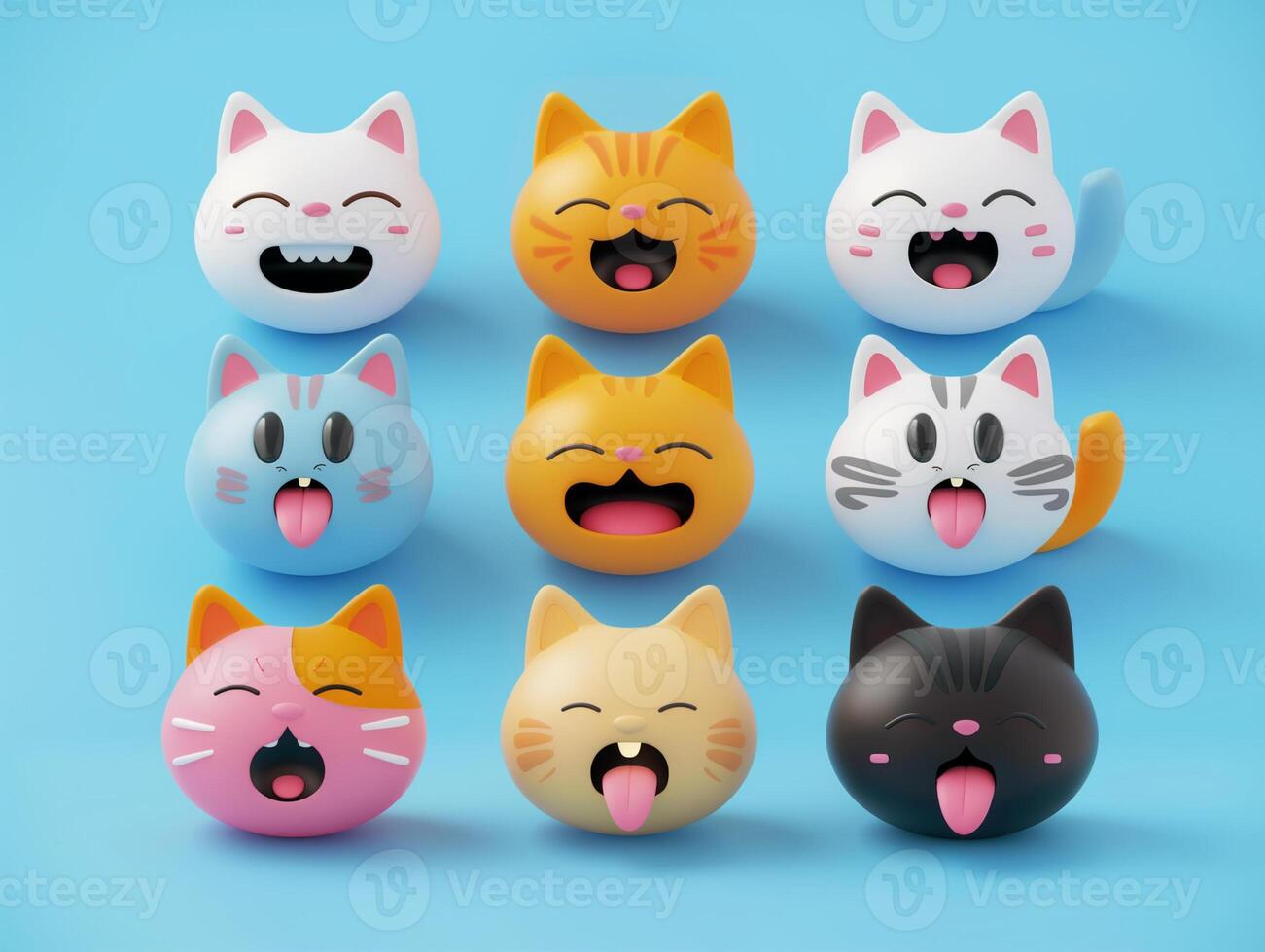 AI generated cute cat emoticon 3d illustration photo