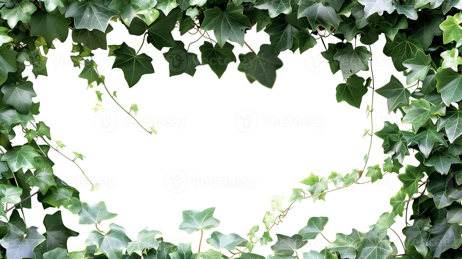 AI generated English ivy background with blank space in the middle. photo