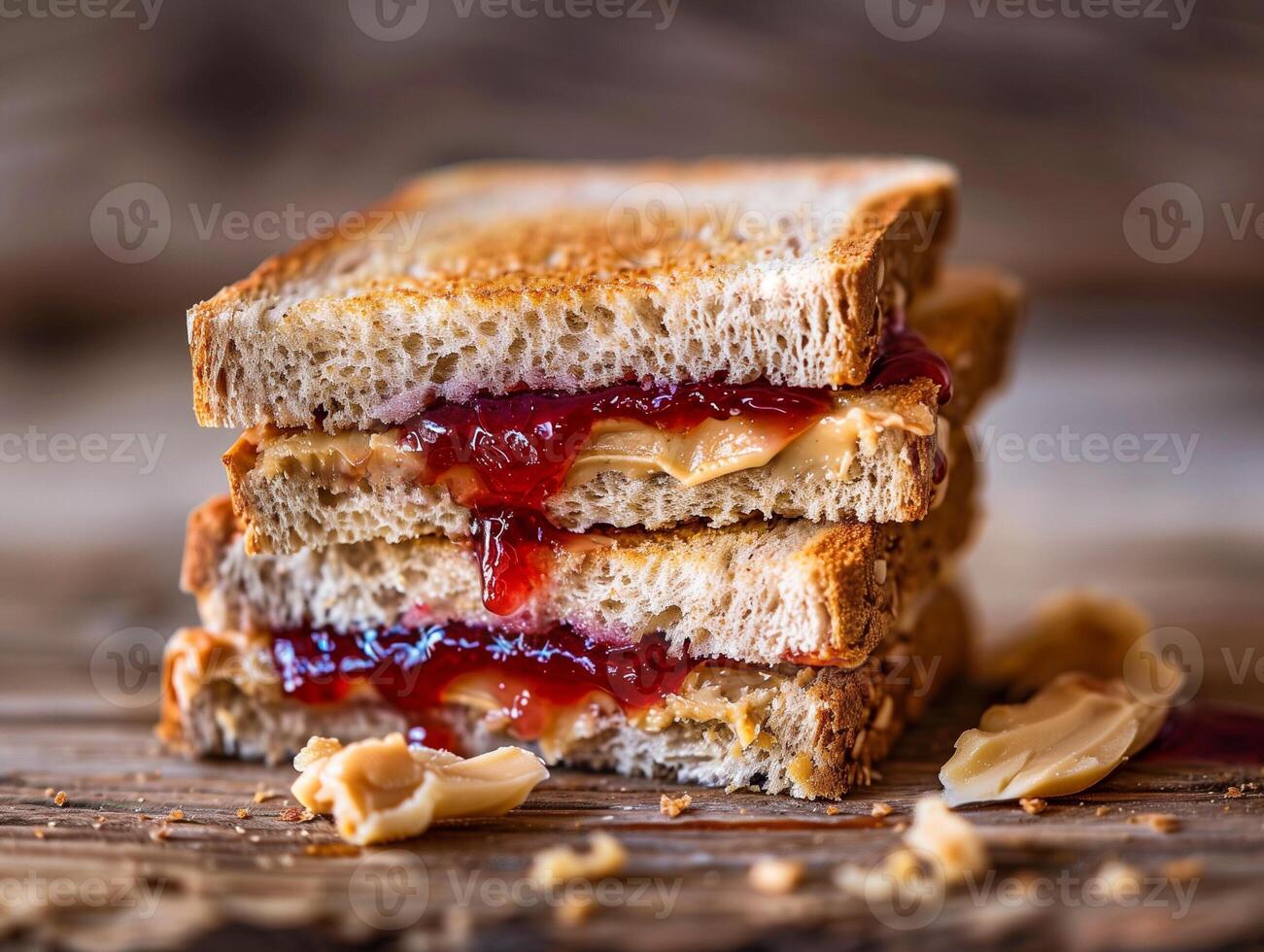 AI generated Classic peanut butter and jelly sandwich photo
