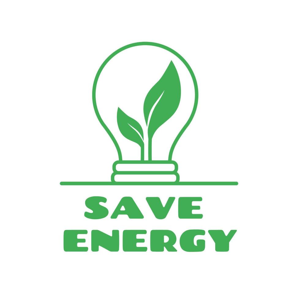 Save energy icon with lightbulb with green leaves inside. Eco friendly. Eco icon. Vector illustration.