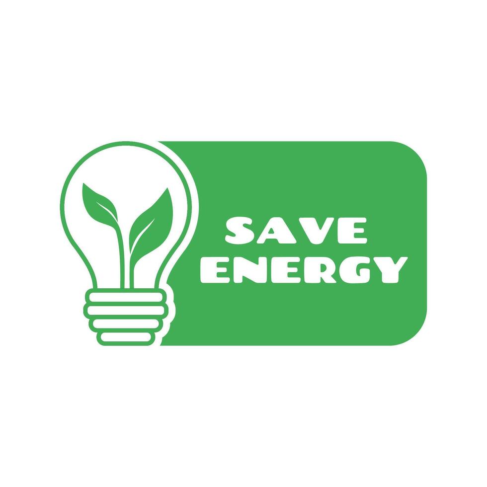 Lightbulb with green leaves inside. Save energy label. Environmental eco friendly energy icon. Vector
