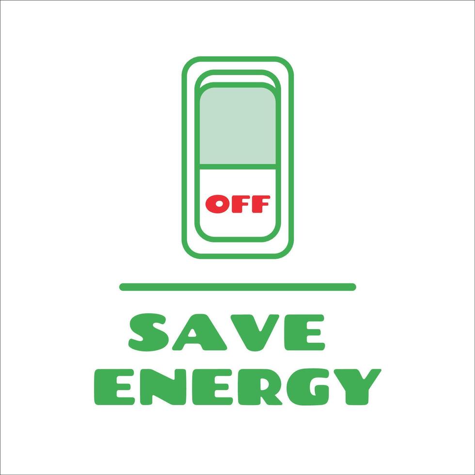 Turning off switch for energy saving. Save energy concept. Vector