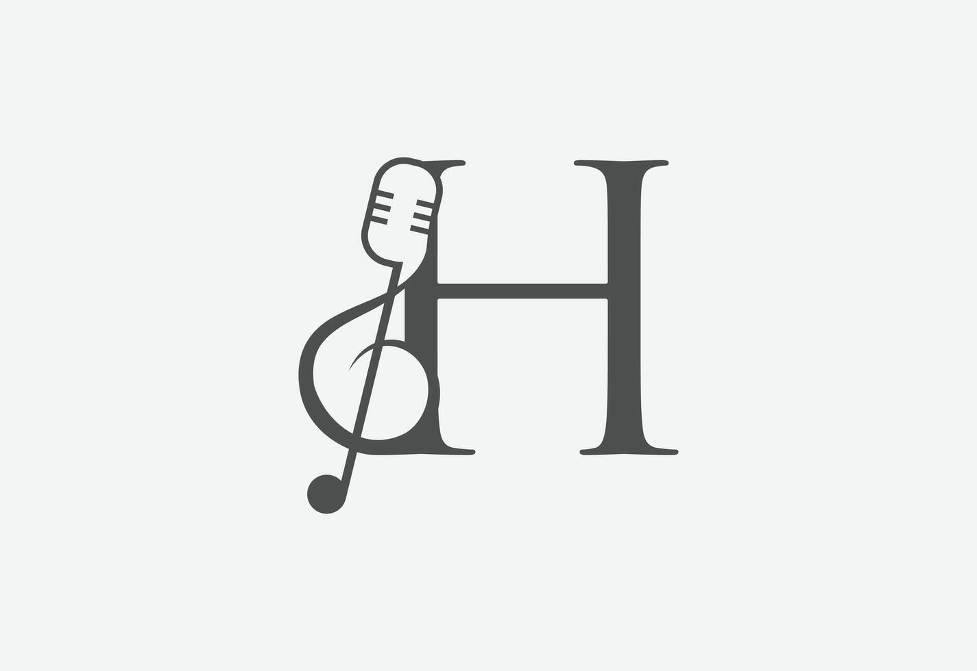 música icono con último h logo diseño creativo concepto vector