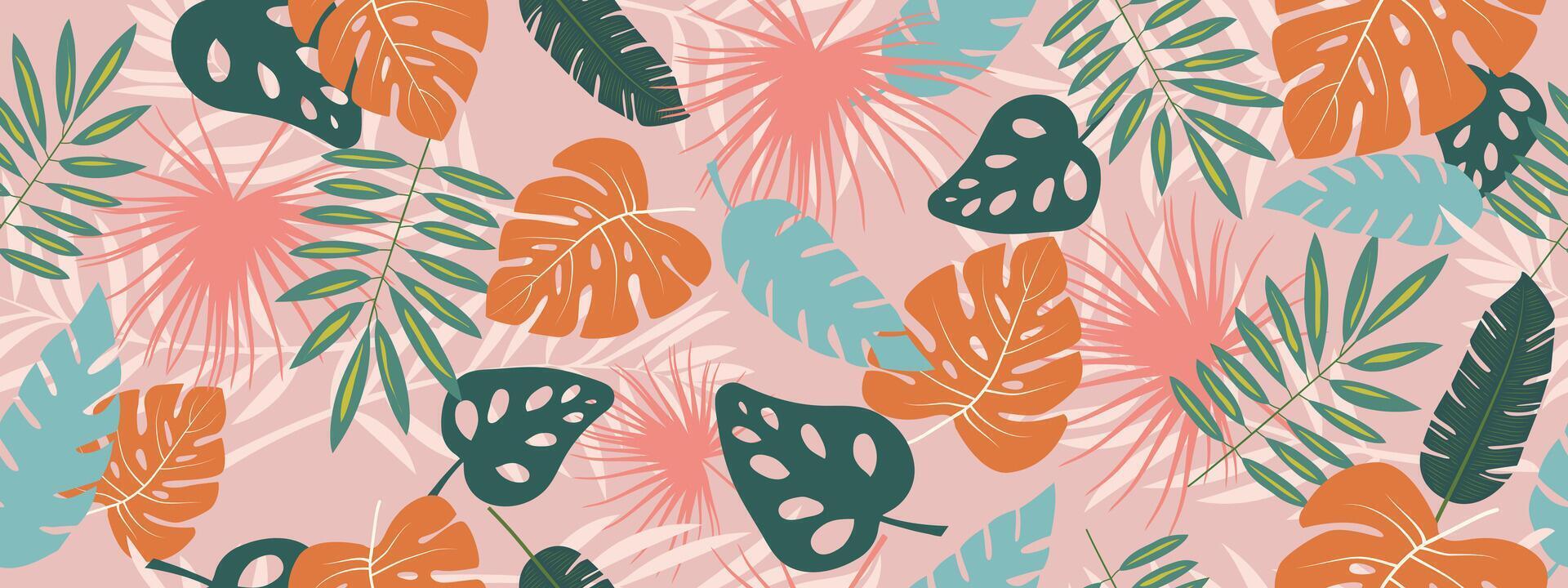 Bright summer tropical seamless pattern. Tropical modern print. vector