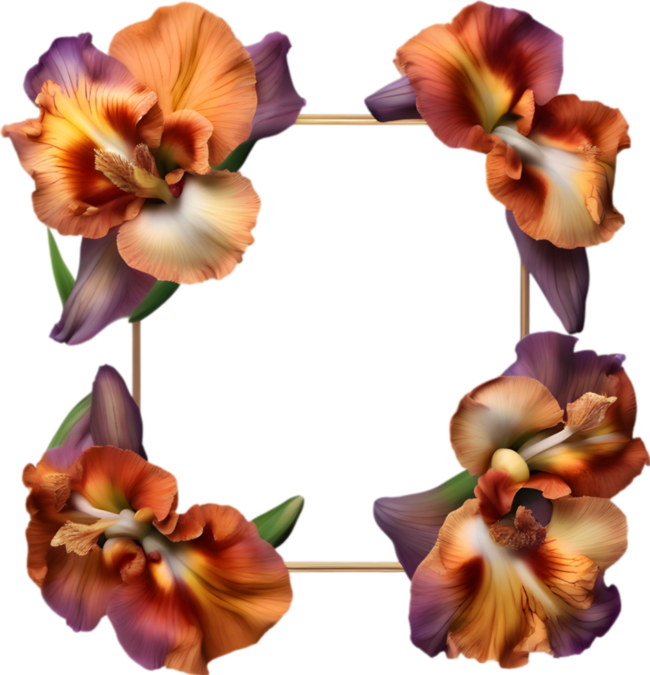 AI generated Colorful painting of Iris floral frame. png
