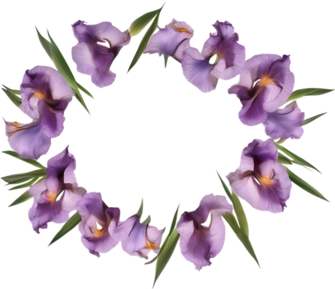 AI generated Colorful painting of Iris floral frame. png