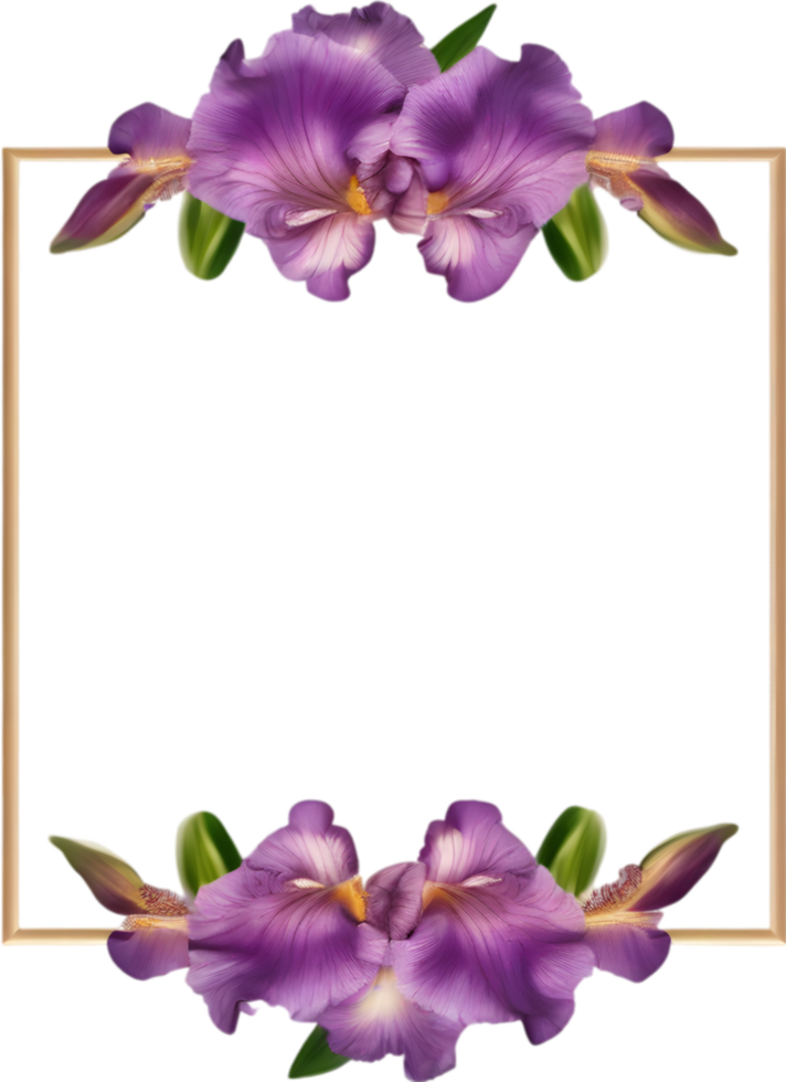 AI generated Colorful painting of Iris floral frame. png
