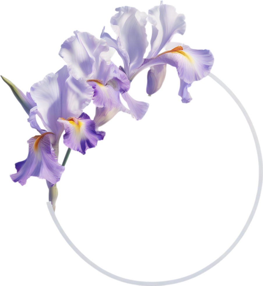 AI generated Colorful painting of Iris floral frame. png