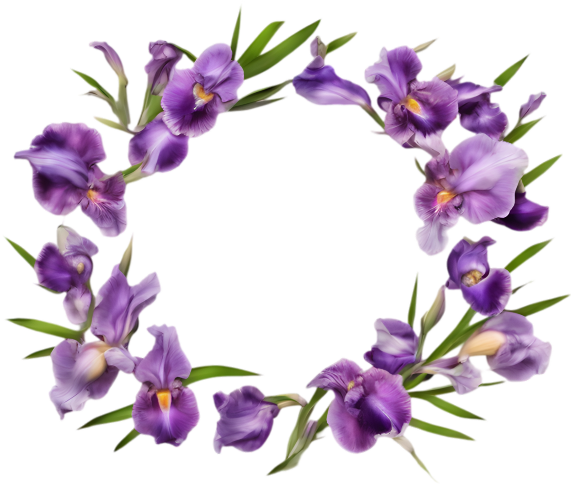 AI generated Colorful painting of Iris floral frame. png