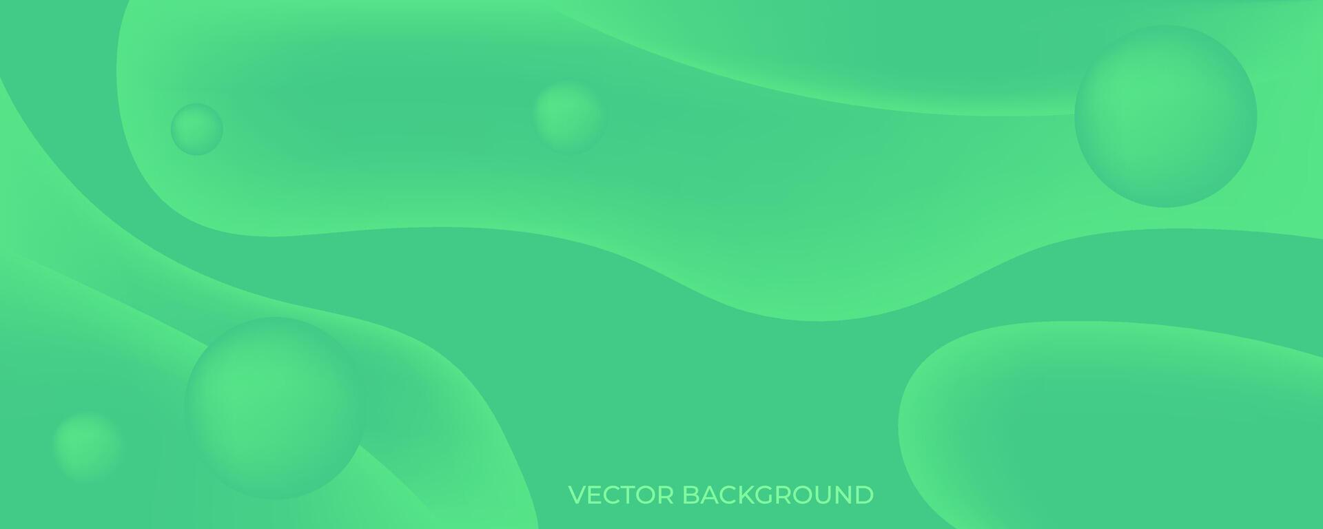 Green abstract background with circles and waves vector