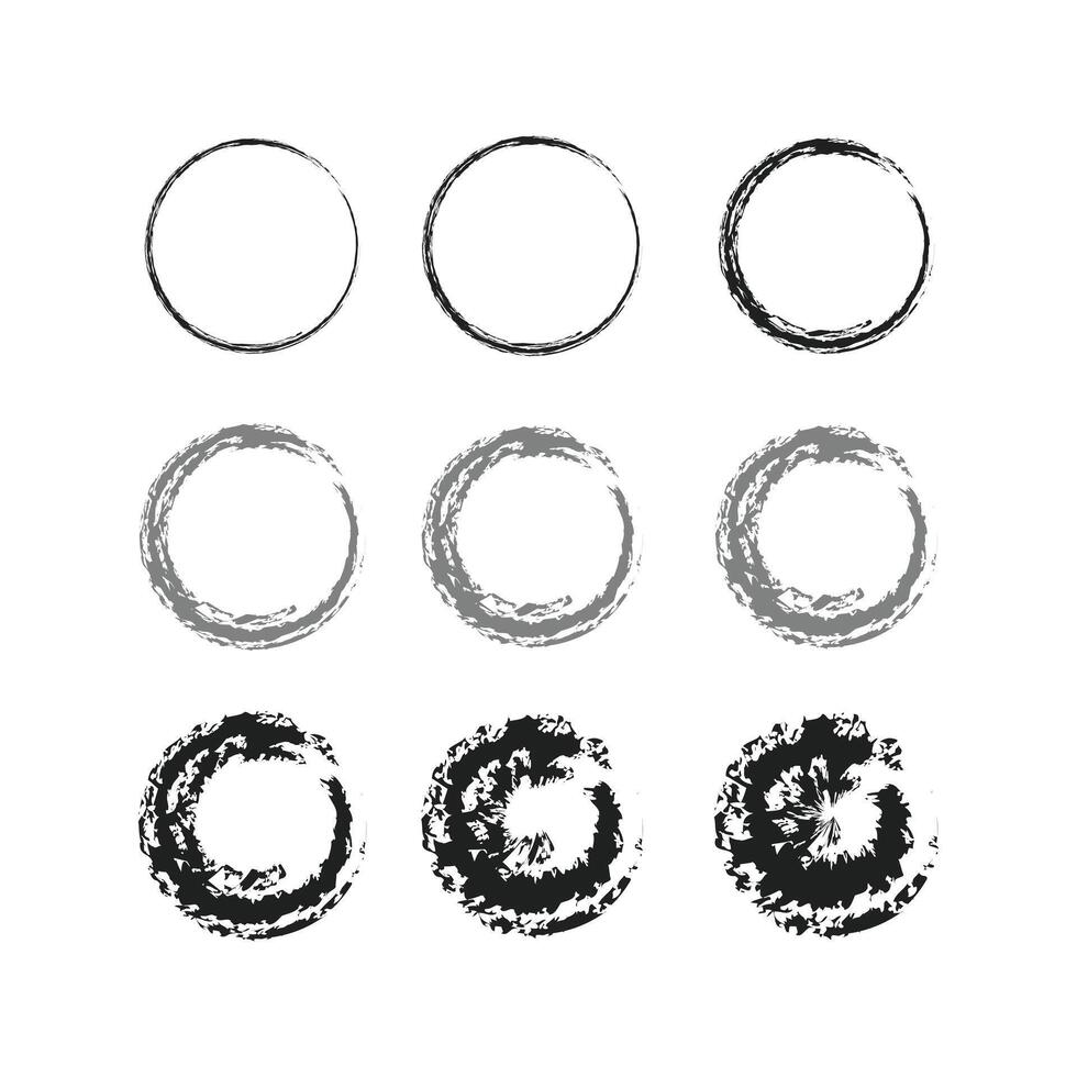 Set of grunge brush element design, circle logo design vector