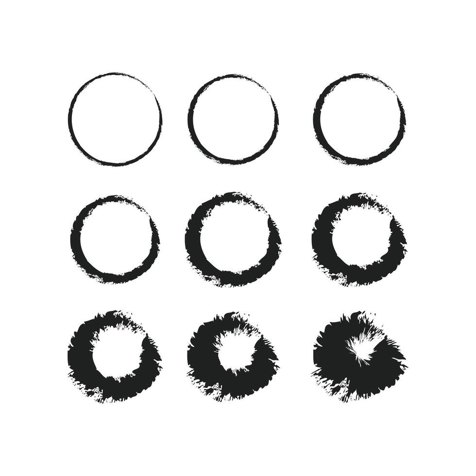 Set of grunge banner element design ,circle brush logo design, gradient brush ,logo round brush vector