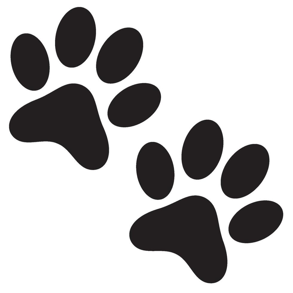 Animal paw prints, dog cute paw print vector illustration